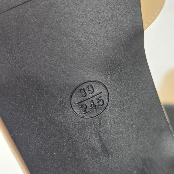 Unbranded Sz 39(US 8.5) Cream Slingback Heels Black Toe Cap Almond Toe - Picture 9 of 10